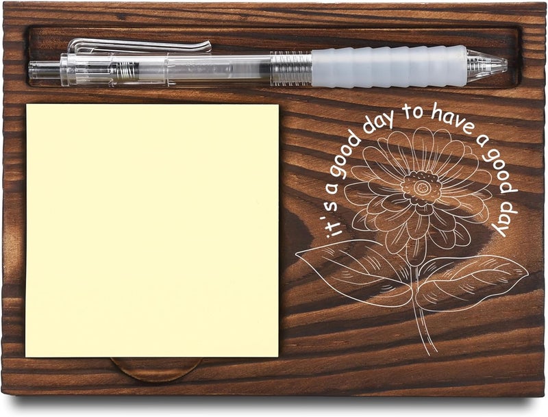 FTONENI Motivational Gifts, Inspirational Gifts, Positive Gifts, Encouraging Gifts, Sticky Note Holder, Post-it Note Dispenser for Desk, Wooden Post-it Note & Pen Holder 6.5" x 4.7" - FTA119 - Image 1